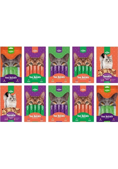 Kiwi Yammies Karışık Sıvı Kedi Ödül Maması 10 Paket