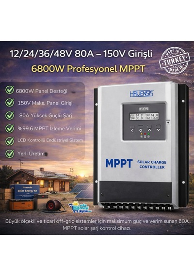 Havanesis Solar-80amps-150 12/24/36/48v 80a Mppt Şarj Kontrol Cihazı S80amps
