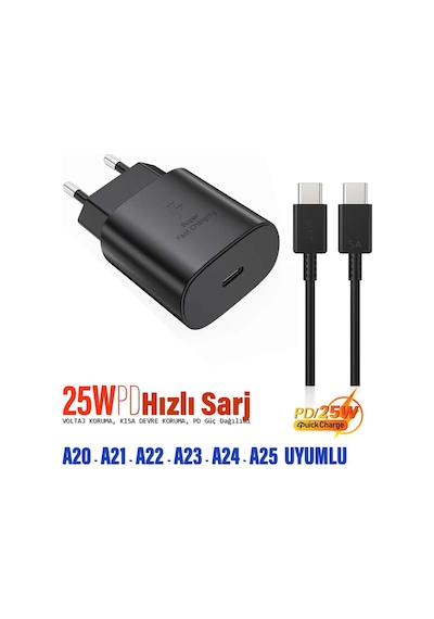 Samsung A25 Uyumlu Şarj Aleti 25w Hızlı Type-c 5a Hızlı Şarj Kablosu