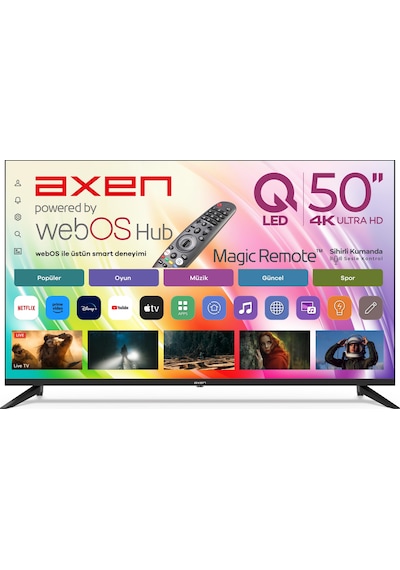 Axen AX50QUPRL-W02M 4K Ultra HD 50" 126 Ekran Uydu Alıcılı webOS Smart QLED TV