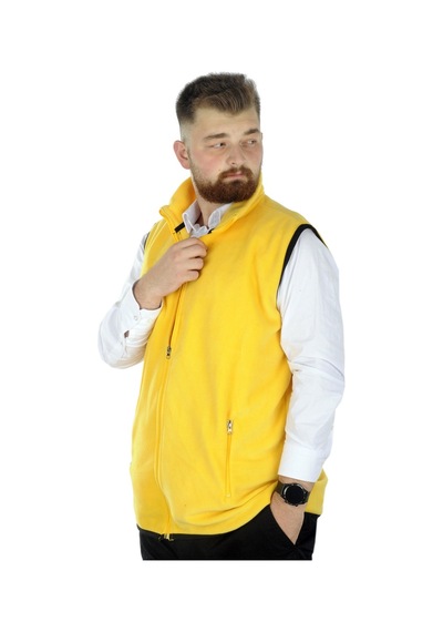 Mode Xl Erkek Polar Yelek Dik Yaka Fermuarlı 22549 Sarı 001
