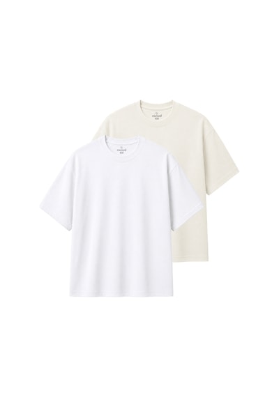 Ranud Erkek Oversize Fit 2'li Tişört Paketi,%100 Pamuk, Yumuşak Fırçalı Kumaş, Oeko-tex Sertifikalı Ekru + Beyaz Ranud Erkek Oversize Fit 2'li Tişört Paketi,%100 Pamuk, Yumuşak Fırçalı Kumaş, Oeko-tex Sertifikalı Ekru + Beyaz