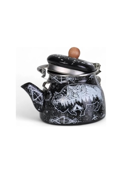 Buffalo Emaye Demlik Kettle Büyük 2.1 Lt Beyaz - Çok Renkli
