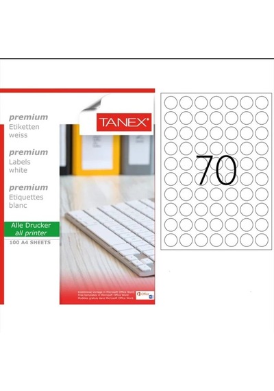 Tanex Tw-2125 25 MM Laser Etiket 100 Ad.