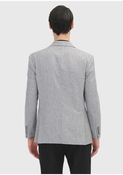 Ramsey Gri Çizgili Shirt Shoulder Slim Fit Yün Karışımlı Ceket