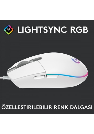 LOGITECH G G102 LIGHTSYNC OYUNCU MOUSE BEYAZ  910-005824