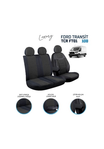 Ford Transit Koltuk Kılıfı 1 2 Ön Takım Siyah