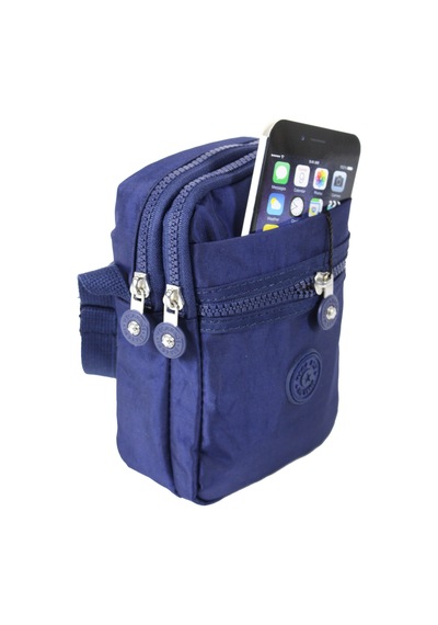 M 227 Mega Bag Krinkıl Kumaş Unisex Küçük Omuz Çantası, Telefonluk Lacivert