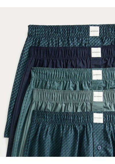 Marks & Spencer 5'li Pamuklu Boxer Mavi