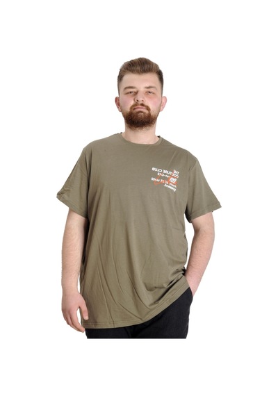 Mode Xl Büyük Beden Erkek T-Shirt Culture 23146 Haki 001