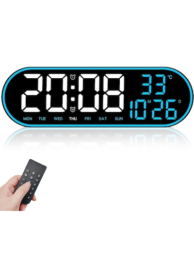 Usb İle Çalışan Led Duvar Saati Büyük Ekran, Geri Sayım, Alarm, Kumandalı, Sıcaklık,tarih Gösterimi Siyah