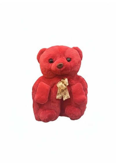 Sarı Çantalı Peluş Ayıcık 5 Renk Varyantlı Kırmızı