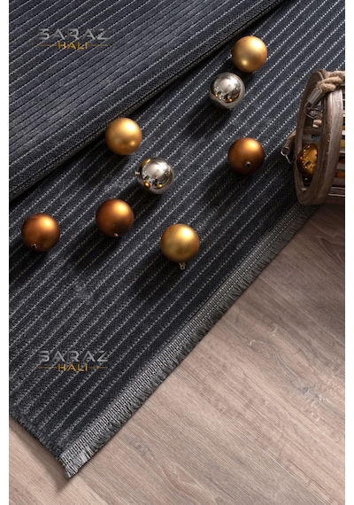 Saraz Halı Dizayn Şönil Dokuma Kayma Yapmaz Makinede Yıkanabilir Leke Tutmaz Kesme Bohem Kilim Antrasit Antrasit