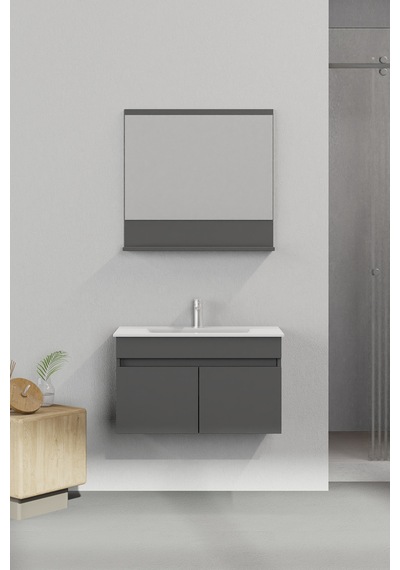 Biani Tome 80 Cm Banyo Dolabı Renk Mat Gri