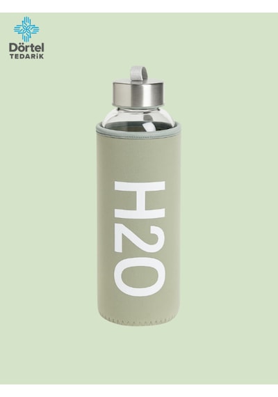 H2o Kılıflı Cam Matara 750 Ml Haki