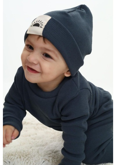 My Kids Wear Fitilli Unisex Bebek - Çocuk Üçlü Takım Krem-Mavi