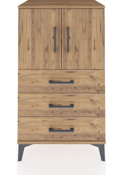 Hyperion Komodin 2 Raflı 3 Çekmeceli 2 Kapaklı 60x44x106 Çam-çam Çam