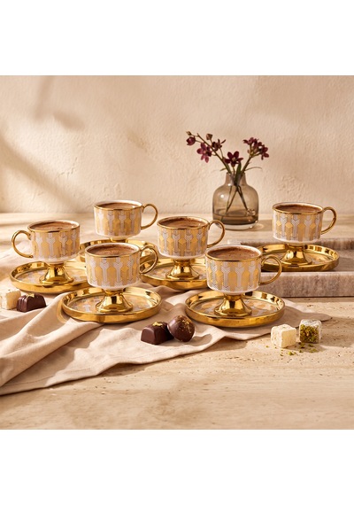 Aryıldız Quinn Yellow 12 Parça 6 Kişilik Kahve Fincan Takımı 90 Ml Çok Renkli