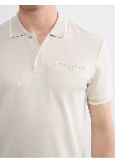 Lcwaıkıkı Classic Bej Polo Yaka Erkek Dokulu Tişört