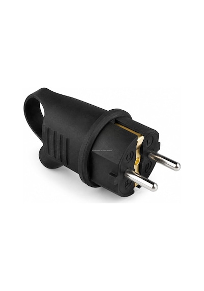 Monofaze Kauçuk Fiş, 16a, Ip44, F Tipi, 220-240v, Vidalı Bağlantı, Darbeye Dayanıklı Kauçuk Gövde, Ce Ve Rohs Belgeli, Şantiye, Atölye, Sanayi, Dış Mekan Kullanımı, Elektrik Fişi Kulplu Eğik