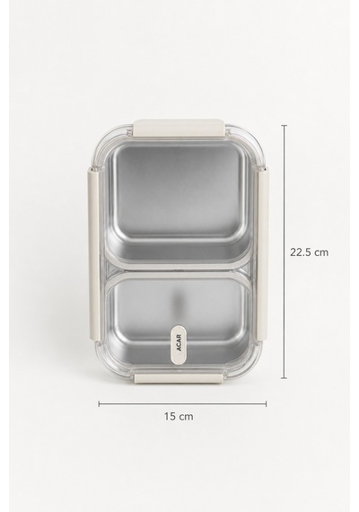 Steelock Paslanmaz Çelik İki Bölmeli Yemek Kabı - 22 Cm Krem