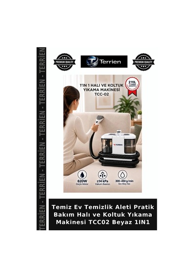 Temiz Ev Temizlik Aleti Pratik Bakım Halı Ve Koltuk Yıkama Makinesi Tcc02 Beyaz 1ın1