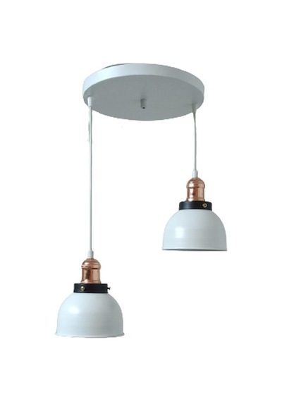 Dylight Retro Metal Beyaz 2 Li Bakır Duylu Dekoratif Rustik Sarkıt Avize Çap :30 Cm Siyah