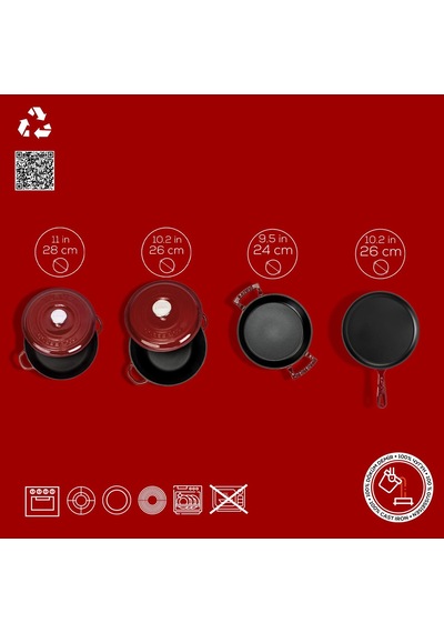 Lava Döküm Bordo 6 Parça Tencere & Tava & Sahan Seti Profesyonel Lezzet Evinde Bordo