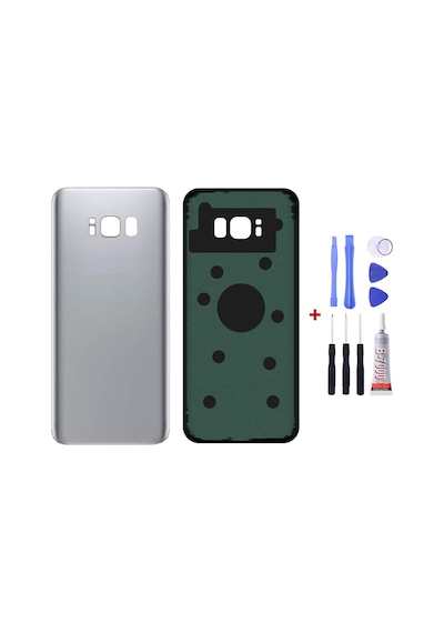 Samsung S8 Plus Gri Uyumlu Arka Cam Kapak Pil Kapağı Tamir Set B7000 Set Gri