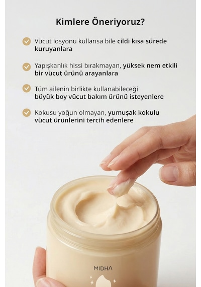 Mıdha Rice Body Butter Cilt Bariyeri Desteği ve Yoğun Nem Sunan Pirinç Özlü Vücut Kremi 500 ML