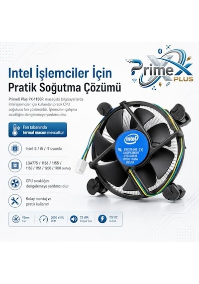 Tr Px-1150p Intel İşlemci Fanı, İ3 İ5 İ7 Uyumlu Cpu Soğutucu Fan, Lga775 1156 1155 1150 1151 1200 1700 Pin İşlemci Diğer