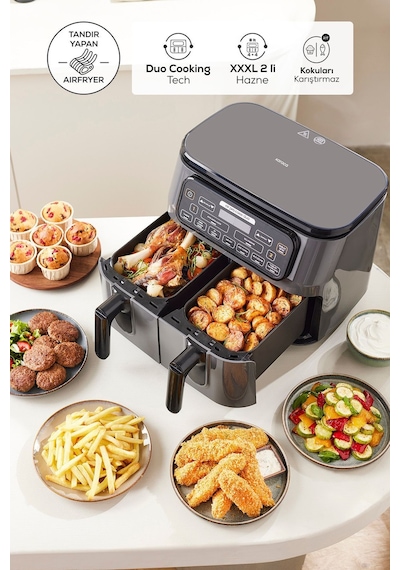 Karaca Air Pro Cook Duo Tandır XXXL 4+4 Litre Airfryer Fritöz 8 Kişilik