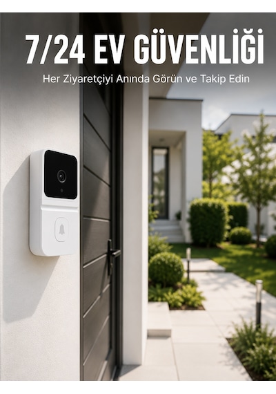 Kablosuz Beyaz Akıllı Kapı Zili Wi-fi Bağlantılı Hd Kameralı Ev Güvenlik Sistemi - Lisinya