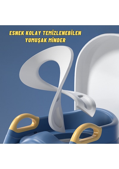Dekohop Çocuk Merdivenli Klozet Adaptörü Yükseklik Ayarlı Pratik Mavi