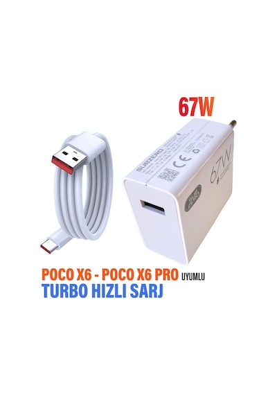 Poco X6 - Poco X6 Pro Uyumlu 67w Turbo Hızlı Şarj Aleti