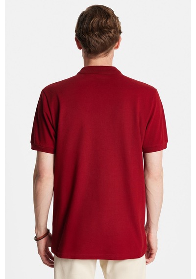 Tudors Erkek Regular Fit Klasik Kesim %100 Pamuk Düz Pike Bordo Polo Yaka Tişört-33781 Bordo