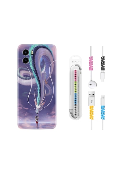 Vivo Y15S Kılıf Kablo Koruyuculu Kız Ve Ejderha 1742
