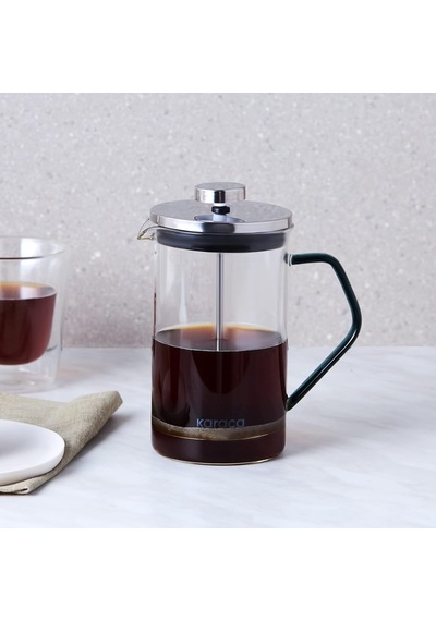 Coffe Bean Borosilikat Cam French Press Green 600 Ml Açık Bej