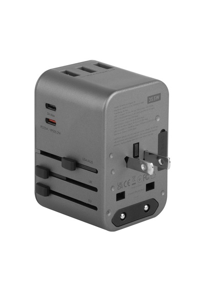 Travelworld 35 Universal 35w Type-c 15w Type-c Ve 12w Usb Çıkışlı Pd Hızlı Şarj Aleti - Koyu Gri