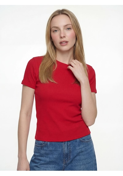 Slim Fit Kadın Tshirt K.kol Kırmızı