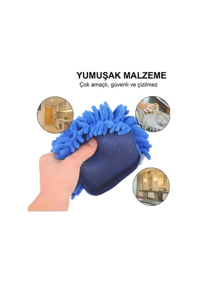 Lexroo Mikrofiber Oto Araba Yıkama Süngeri, Araç Yıkama Bezi, Oto Süngeri Mikrofiber El Tutmalı Mavi