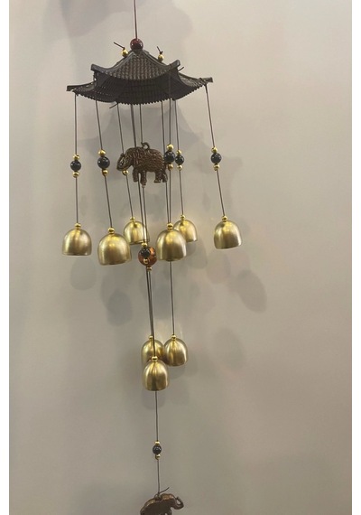 Deprem Zili Çanı Duvar Rüzgar Çanı Zili Feng Shui Ejderha Yılı Metal Borulu Fil Pagoda Objeli