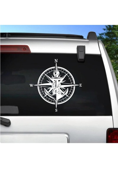 Pusula Ve Çapa Sticker - Araba Oto Motosiklet Karavan Cam Araç Sticker - 00188 40x40 Cm