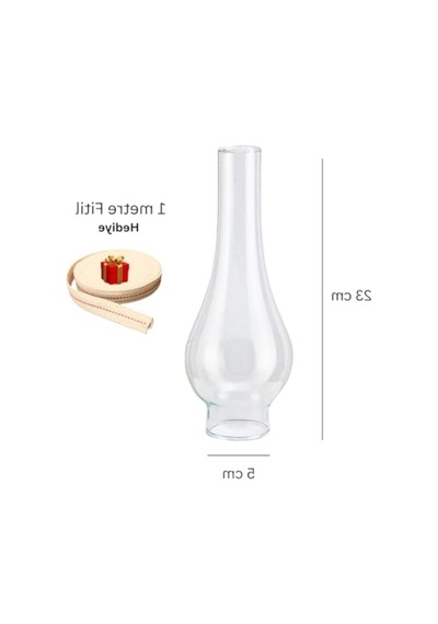 Büyük Boy Gaz Lambası Camı + 1m Fitil Hediye Açık Gri
