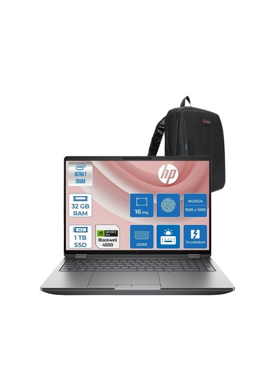 Hp ZBook Fury 16 G1ı C65h8esp10 U7-265hx 32 GB 1 TB SSD 16 GB RTXpro4000 16" Wuxga W11P Dizüstü Bilgisayar