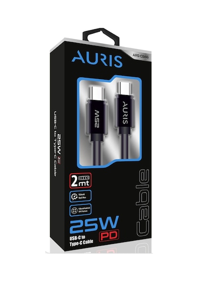 Auris CB46 25 W Type C To Type C Şarj Kablosu 2 M