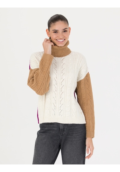 Pierre Cardin Kadın Camel Triko Kazak 50277148-vr015 Camel CAMEL
