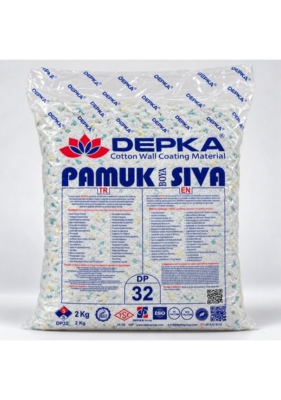 Depka Pamuk Sıva Dp32 2 Kg 7-8 M² İpek Sıva Alternatifi Isı Ve Ses Yalıtımlı Dekoratif Sıva