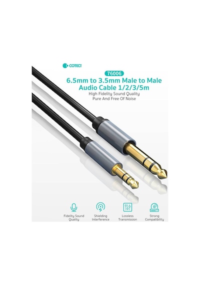 6.5mm To 3.5mm Aux Jack Ses Kablosu Jak Dönüştürücü Gitar Amfi Hoparlör Bağlantı Kablosu 3 Metre