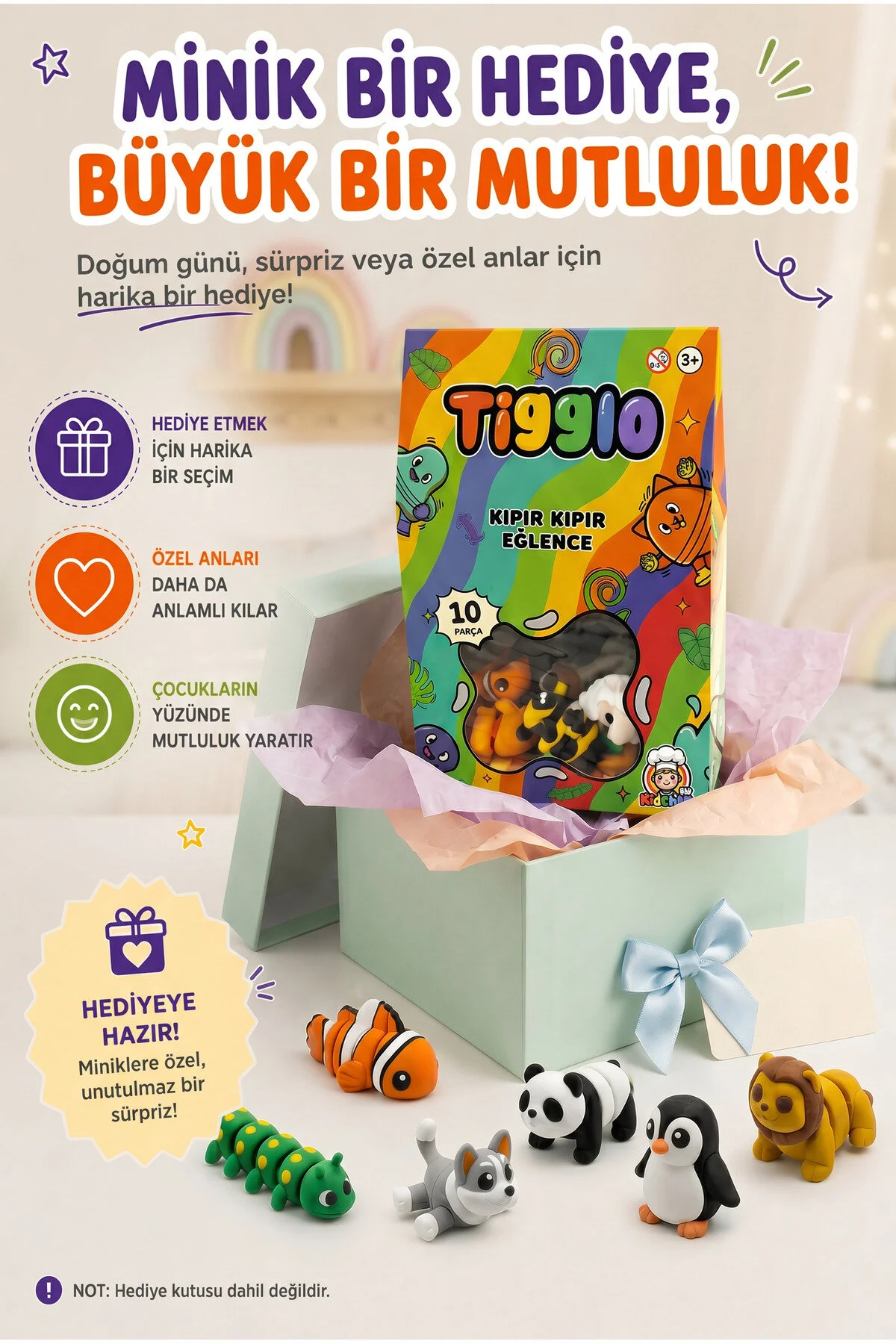Tigglo 10 Lu Sürpriz Mini Hayvan Figür Seti Renkli Oyuncak Hareketli, Koleksiyonluk Figürler